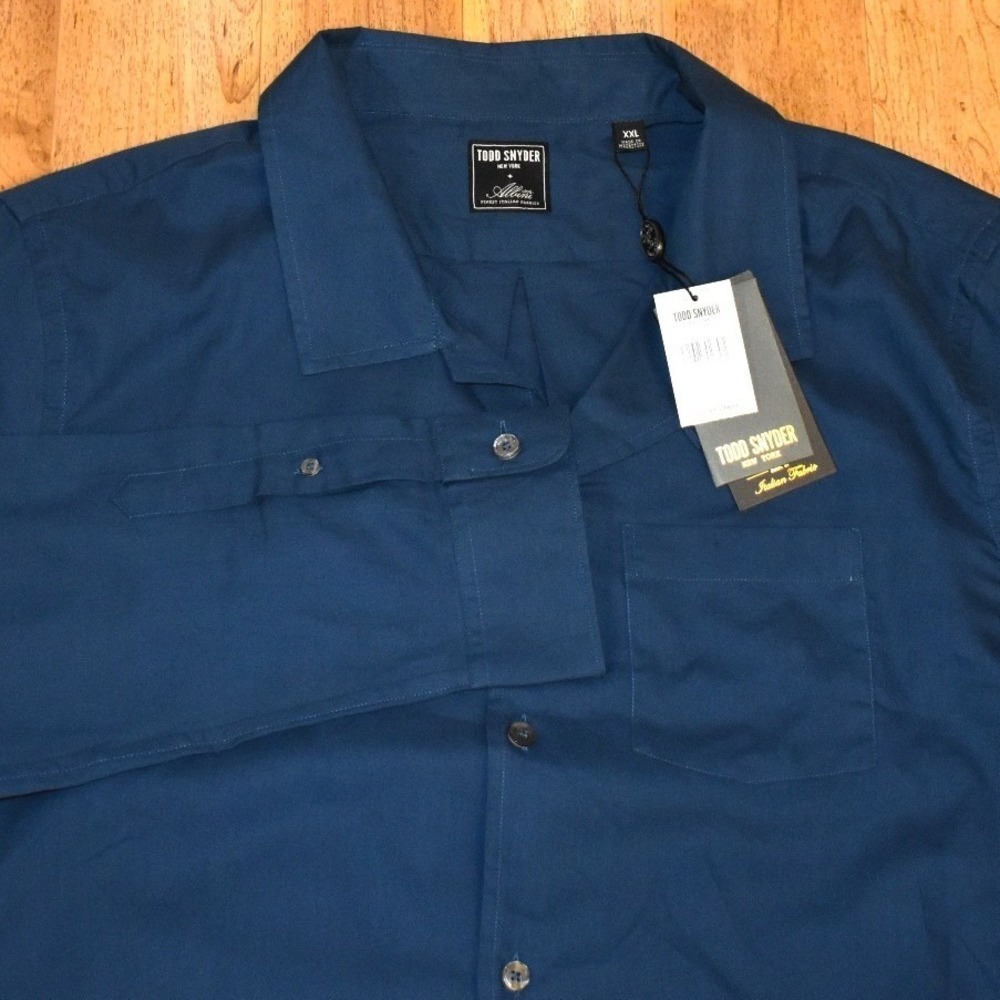 Todd Snyder Camp Collar Shirt Mens XXL Blue NEW Italian Albini Fabric SH1038138